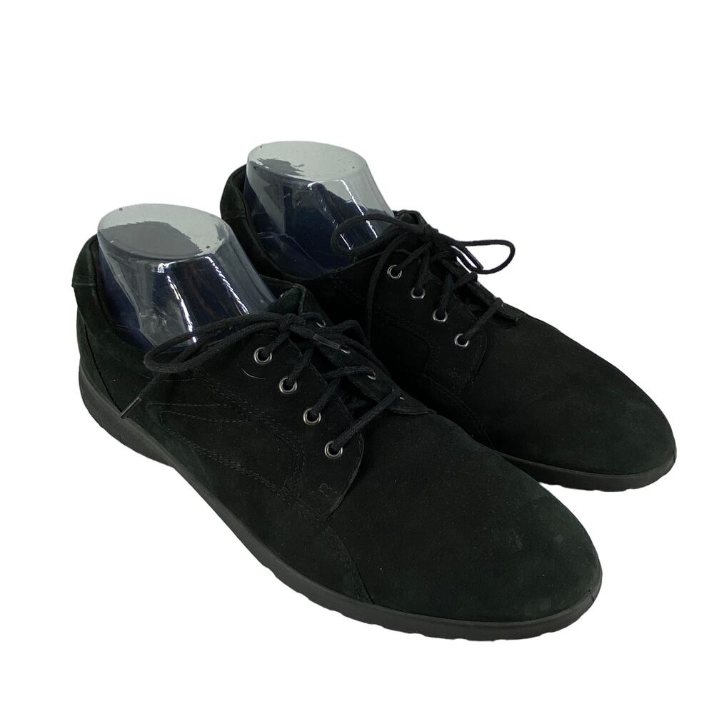Women's Size 43 ECCO Black Lace-Up Shoe Vegetable Tanned Leather Suede